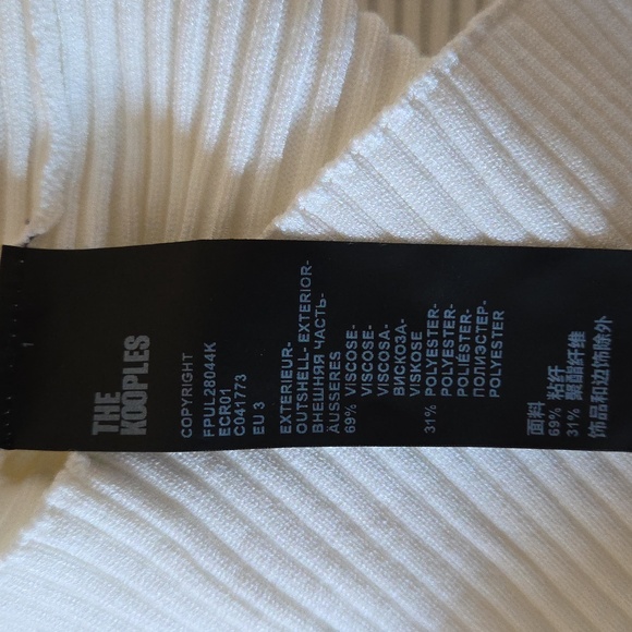 The Kooples White Ribbed V-Neck Top - Picture 6 of 9